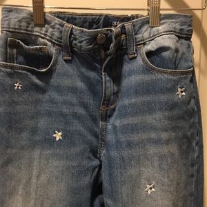 Old Navy girl embroidered floral Boyfriend Skinny Jean size 14R adjustable waist